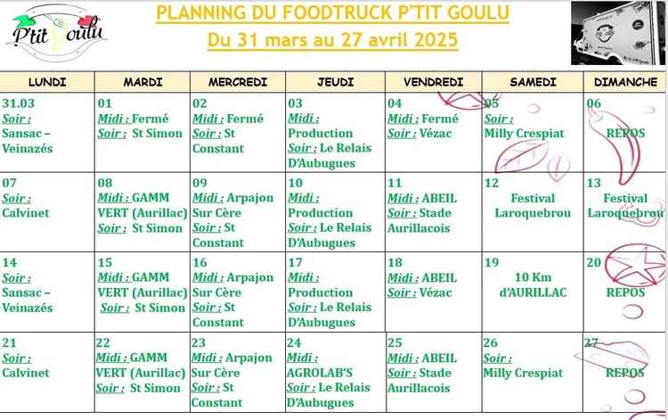 Ptit Goulu Planning Avril
